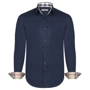 Burberry Brit Navy Blue Novacheck Detail Shirt